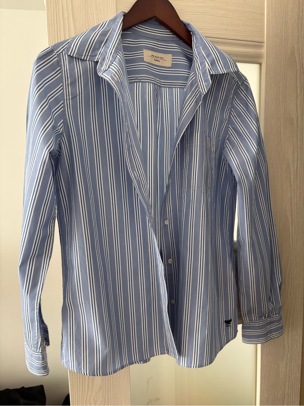Weekend Max Mara Blue & White Striped Button-Down Shirt